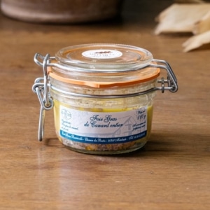 Petit bocal à bride de foie gras de canard entier de 110 g, joint orange