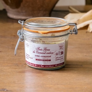 Bocal à bride de foie gras entier mi-cuit de 300 g, étiquette bordeaux