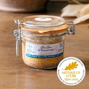 Bocal à bride de foie gras de canard entier en conserve de 180 g, médaille d’or Concours Général Agricole Paris 2026