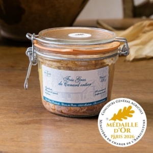 Bocal à bride de foie gras de canard entier en conserve de 430 g, médaille d’or Concours Général Agricole Paris 2026