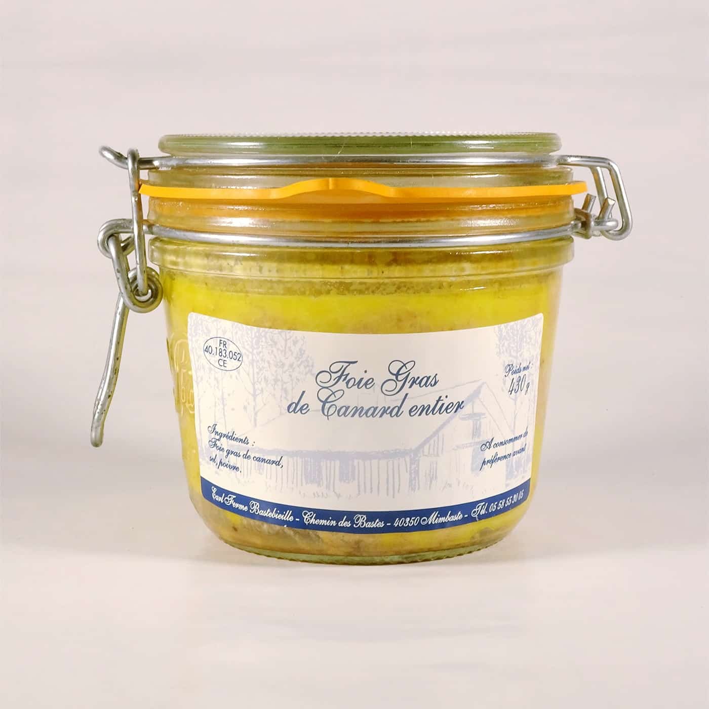 Foie Gras de Canard Entier Conserve - Bocal de 430g - Ferme Bastebieille