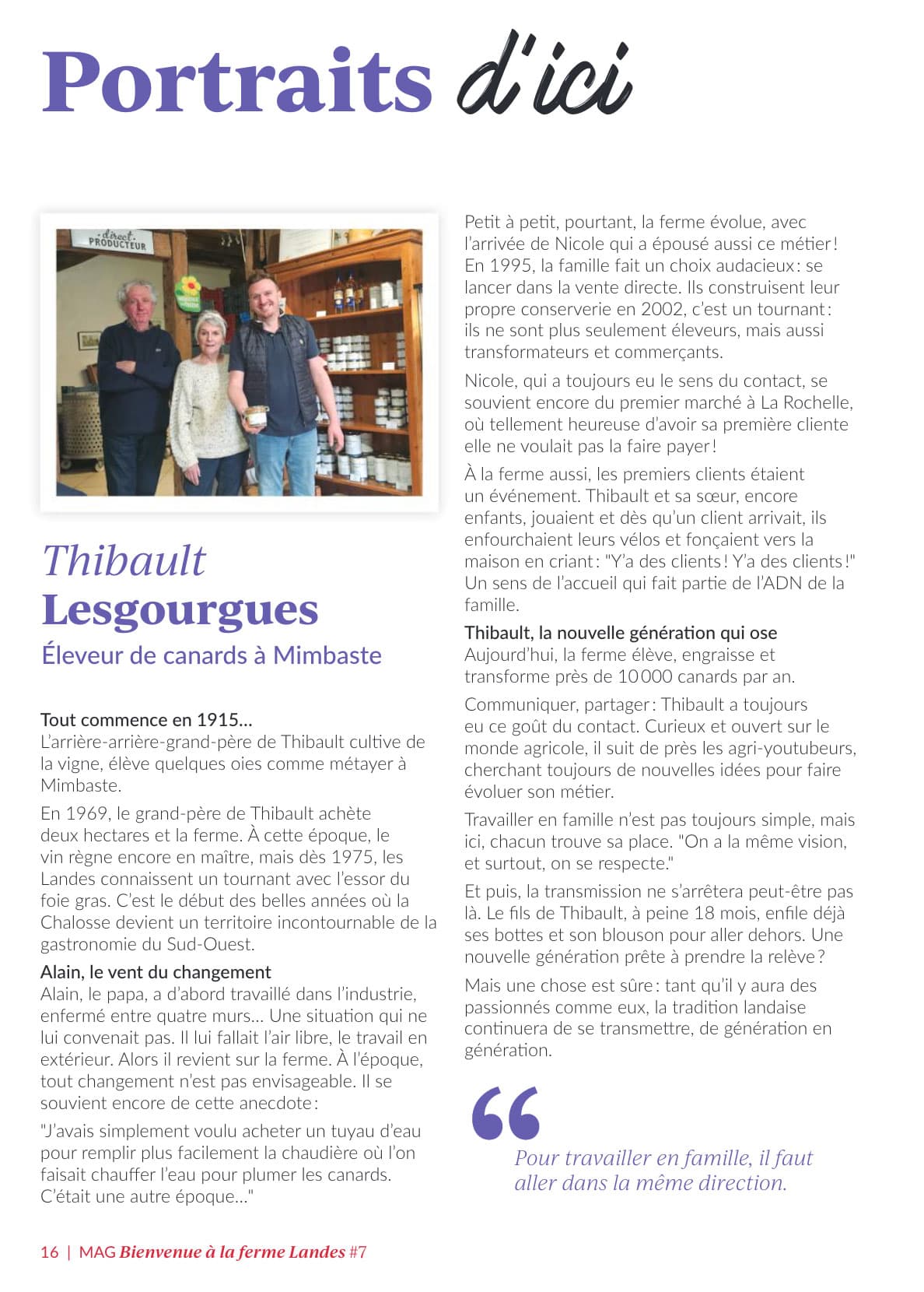 on parle de nous eleveur de canards à mimbaste